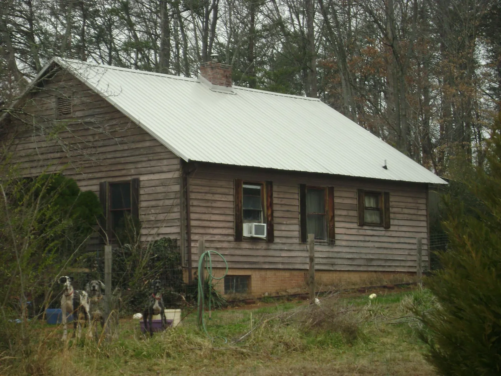White metal roof on an old wood sided farmhouse, from a Asphalt Shingle Roof Repair job in Pikeville
